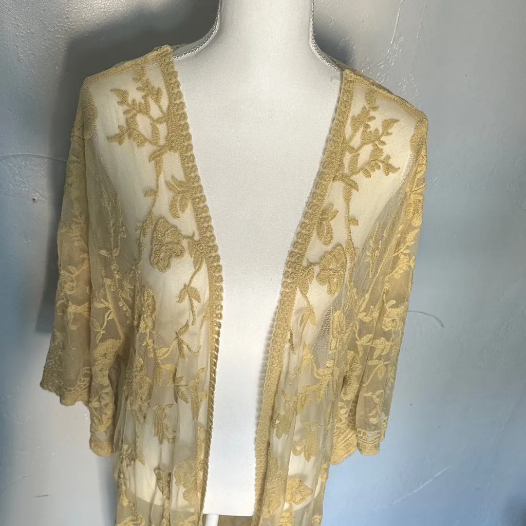 She + Sky Gold Embroidered Cardigan - Image 7