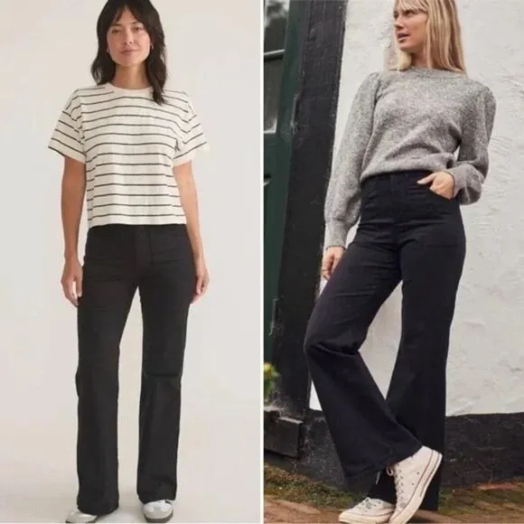 [Marine Layer] Bridget Twill High Rise Flare Pants Faded Black Utility Pockets - Image 2