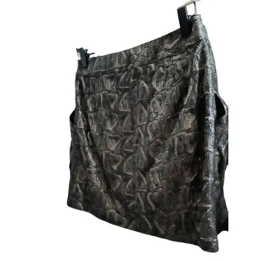 Karen Millen Metallic A Line Mini Skirt Size 2 - Image 5