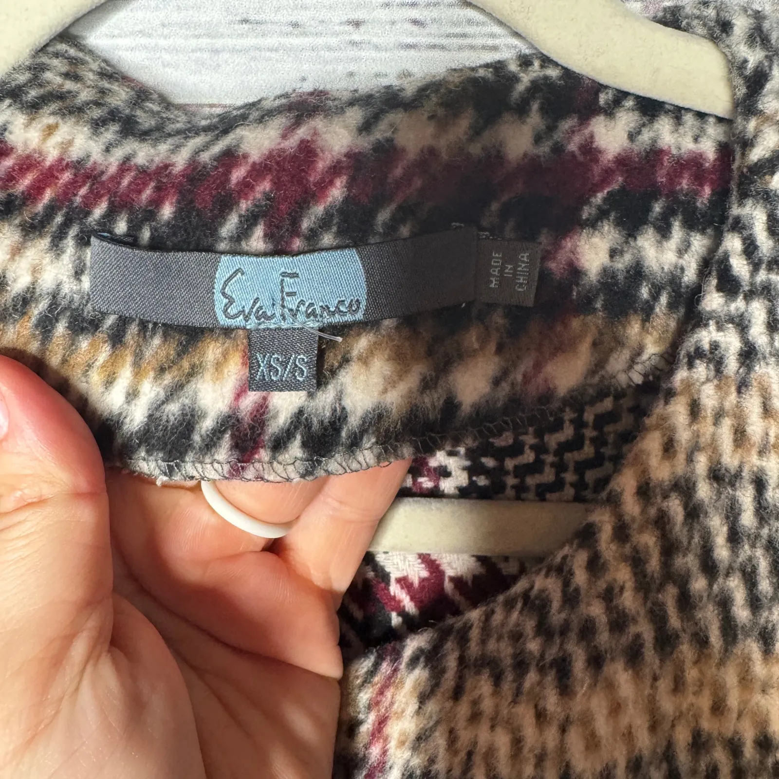 Eva Franco Plaid Wool Blend Kimono Coat Wrap Jacket XS/S Oversized - Image 3