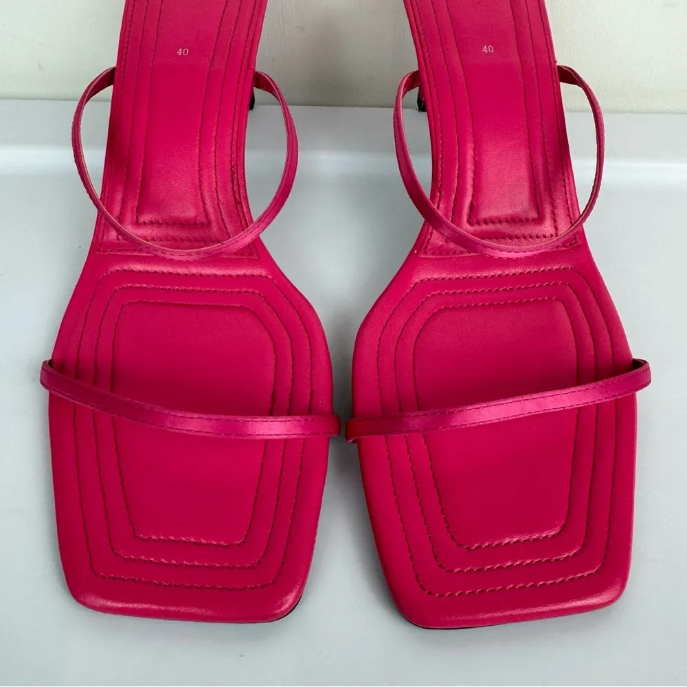 ZARA Pink Strappy Heels Sz 40 / US 9.5 Barbie Chic - Image 8