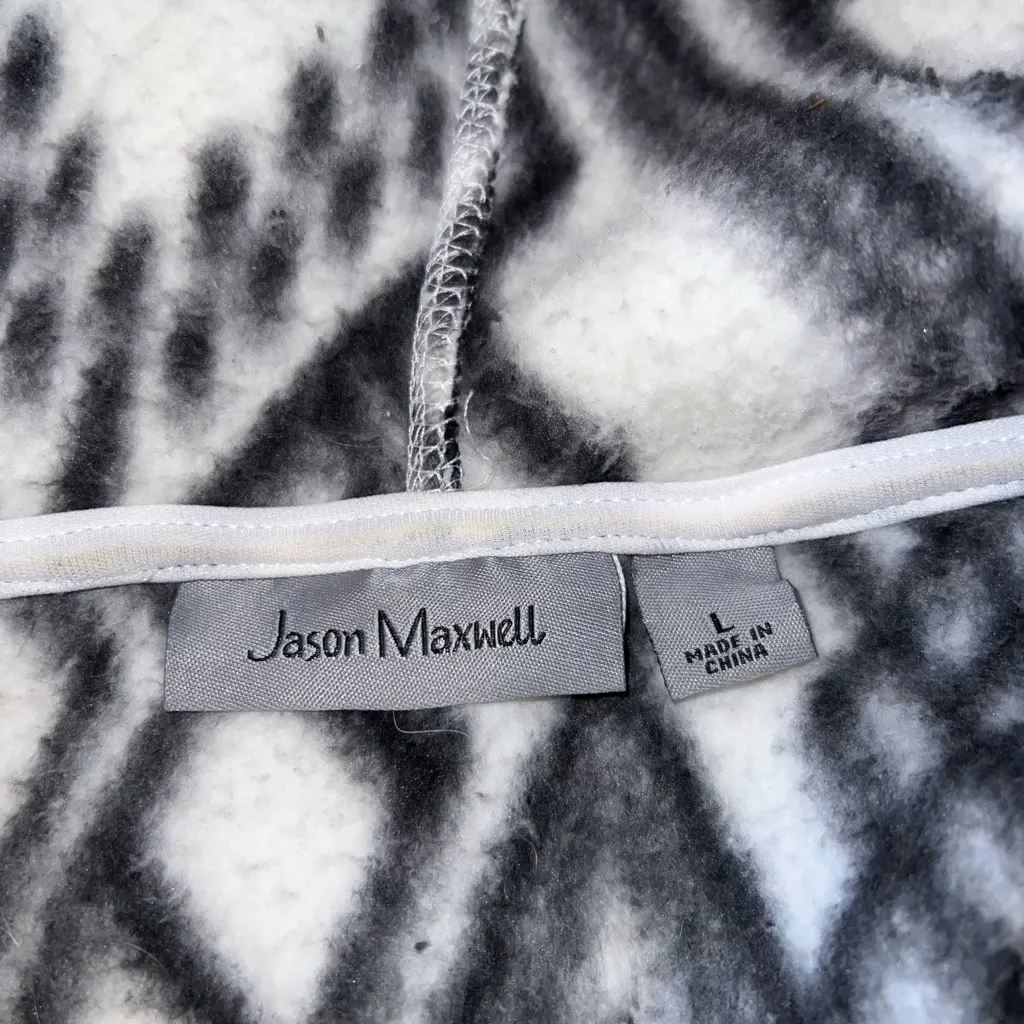 Jason Maxwell Black and White Geometric Jacket Women’s Large - Image 3