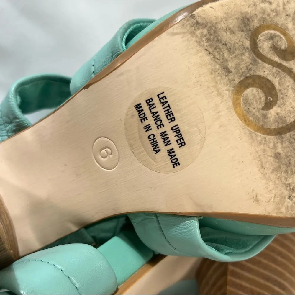 Seychelles Mother of Pearl Mint Leather Heels Sandals Size 6 Colorful Zipper - Image 7