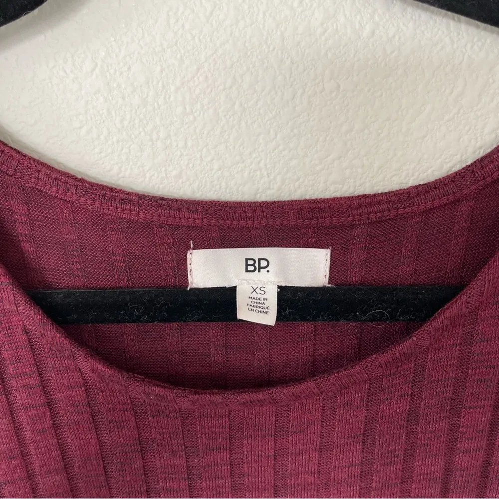 Nordstrom BP Maroon Ribbed Bodycon Tank Midi Dress - Image 4