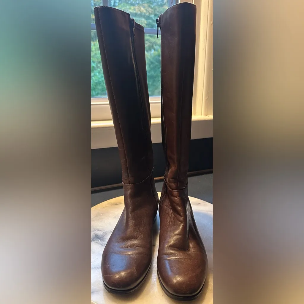NINE WEST VINTAGE AMERICA  Brown Leather Knee-High Selenao Riding Boots Sz 6.5 - Image 3