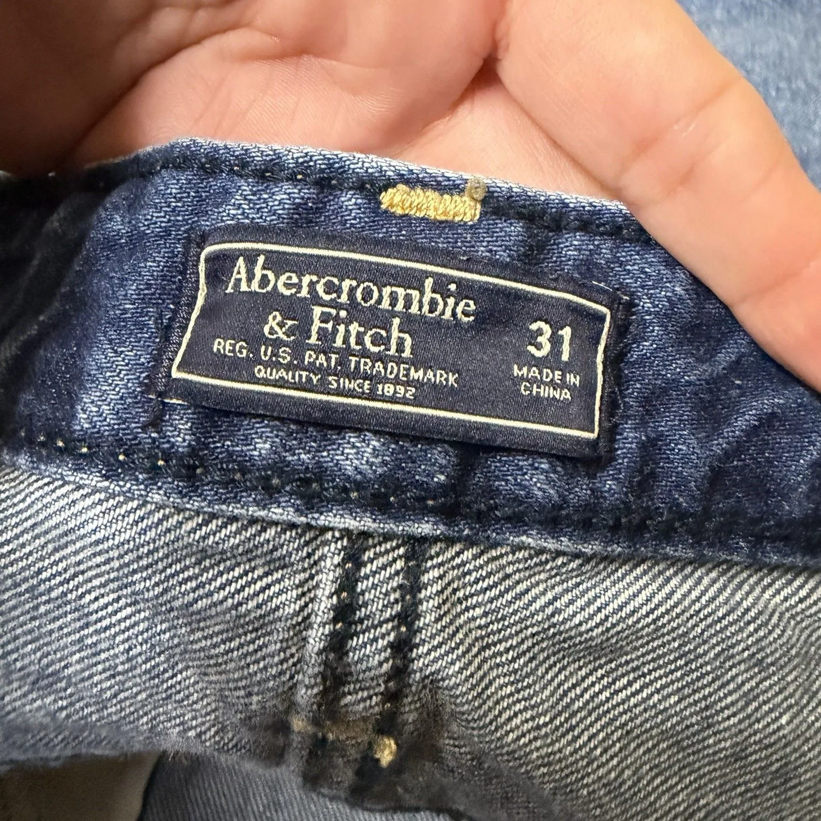 Abercrombie & Fitch Womens Denim Skirt Size 31 Blue Raw Hem A Line Cotton - Image 2