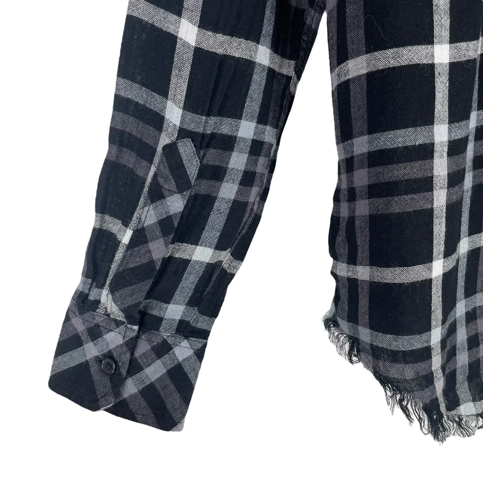 Rails Redding Frayed Trim Plaid Hi Lo Shirt In Ink Grey White Size XS - Image 8