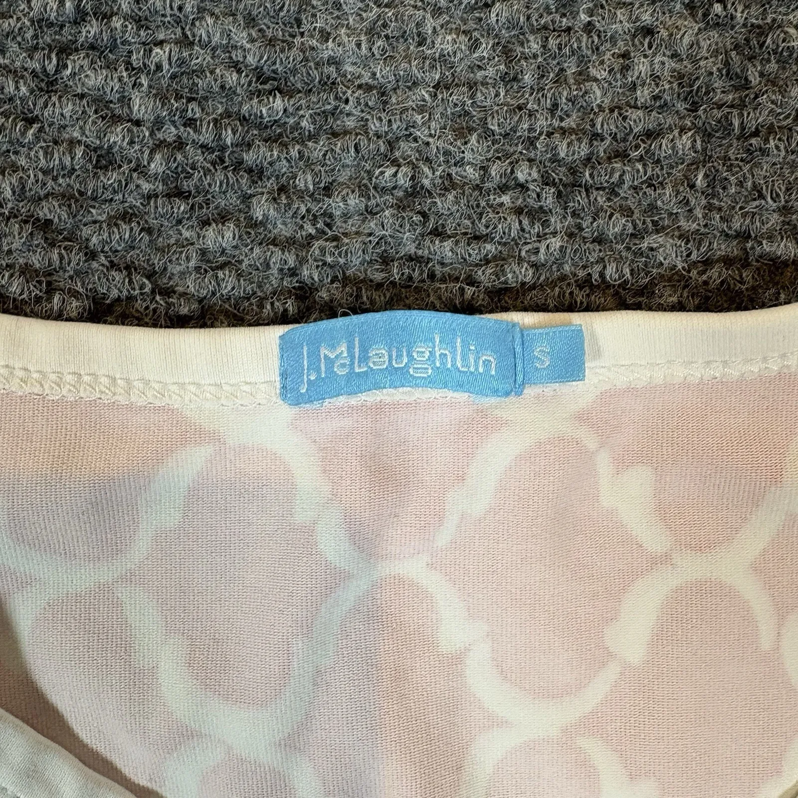 J McLaughlin Sz Small 3/4 Sleeve Catalina Red White Knee Length Dress Geo Print - Image 7