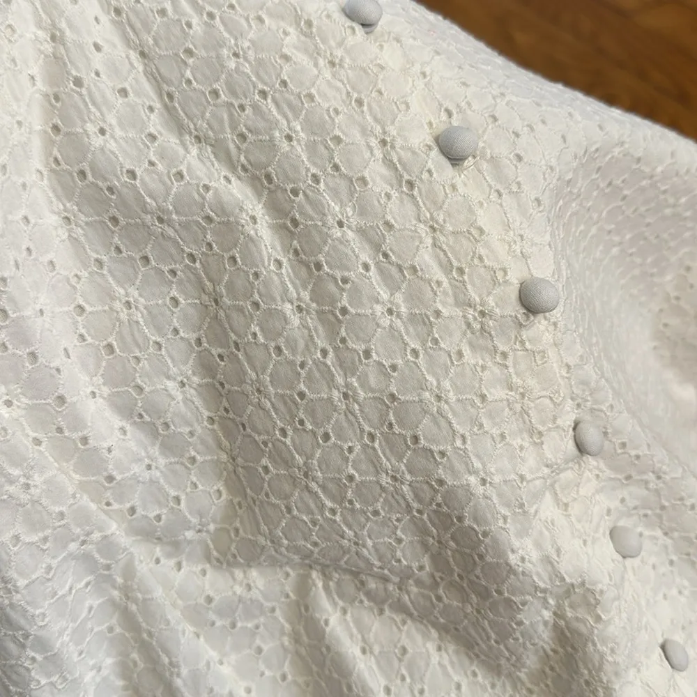 NWT Boden Broderie white eyelet Elegant Midi button tea Dress cottagecore Size 8 - Image 5