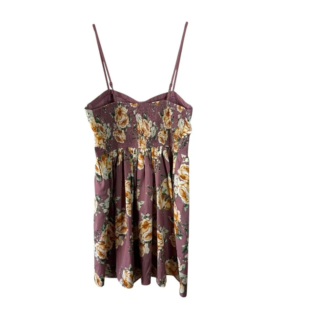 Band of Gypsies Mauve Floral Bustier Cami Dress Boho Size Large - Image 4