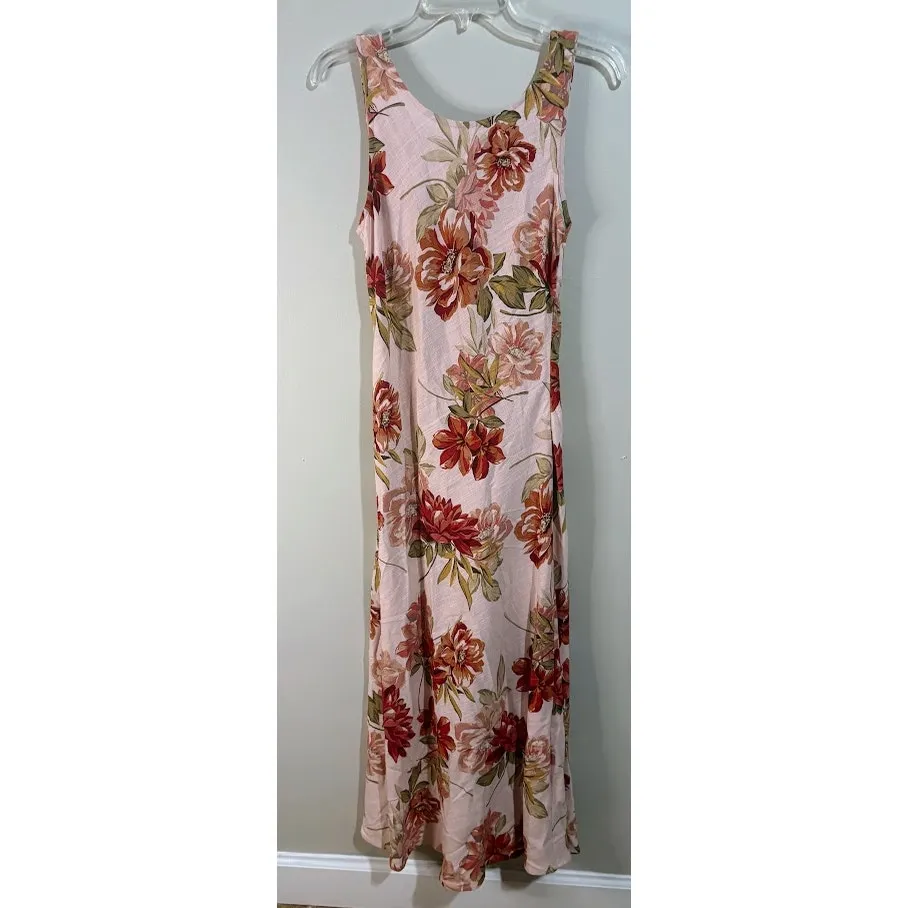 Anthropologie Paper Heart Pink Floral Sleeveless Linen Midi Dress Size Small NWT - Image 9