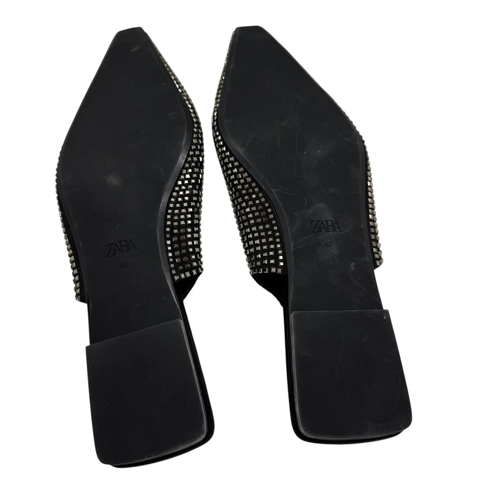 ZARA Sparkly Rhinestone Slingback Flats Black size 40 / US 9 - Image 4