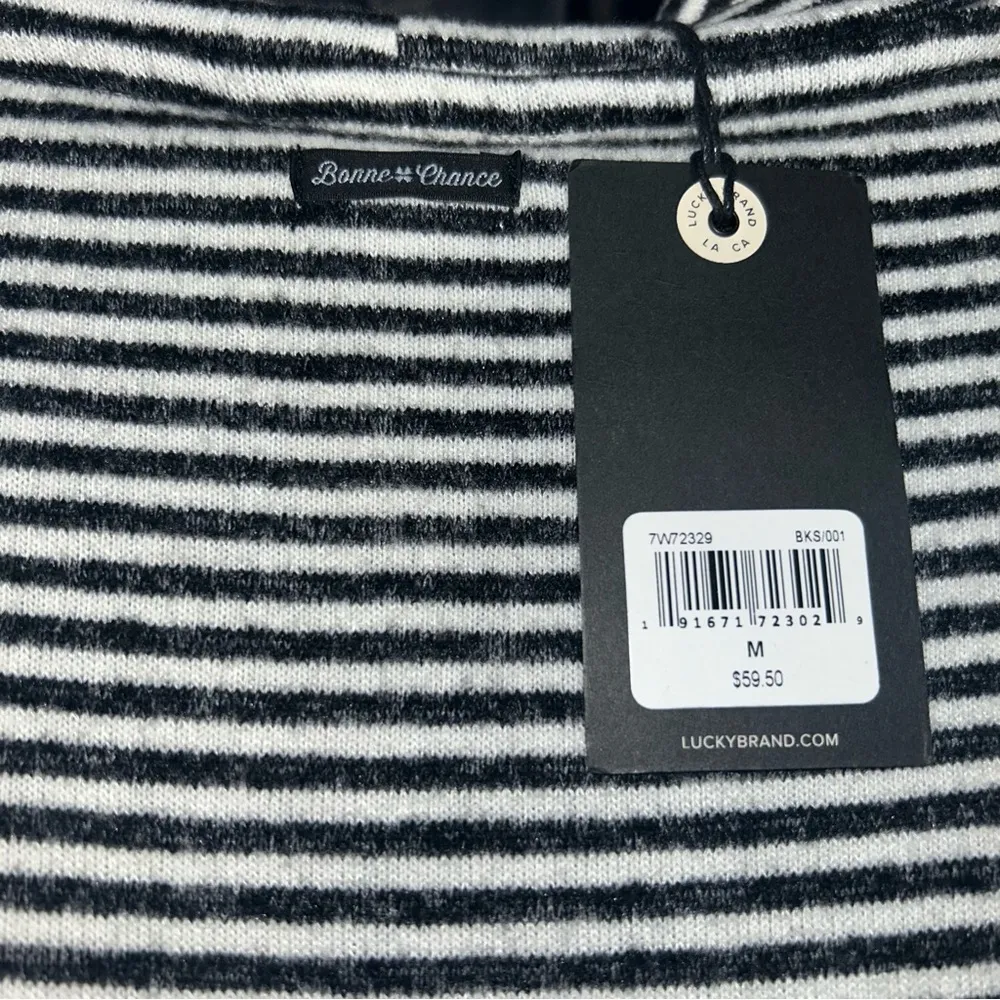 Lucky Brand NWT  Brushed Knit Cowl Neck Striped Sweater Women’s Medium - Image 5