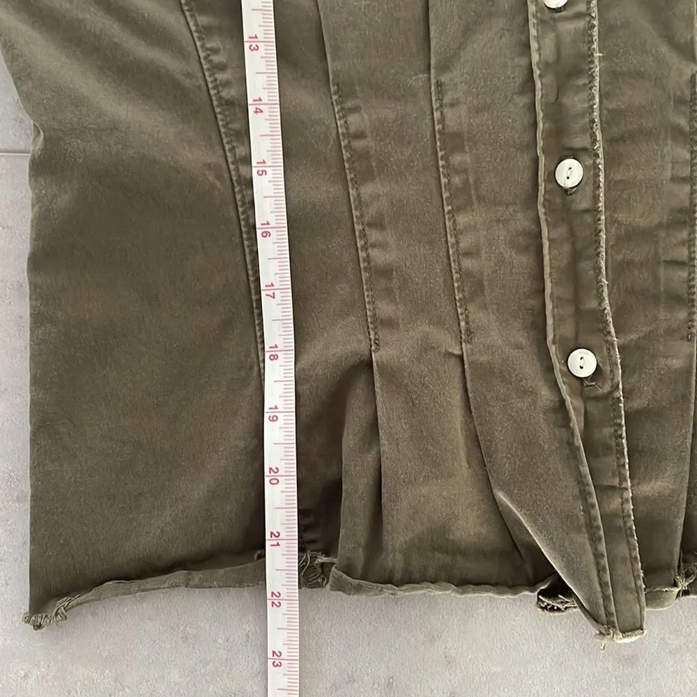 Current/Elliott women’s button up top / light jacket olive green‎ raw edge 2/M - Image 13