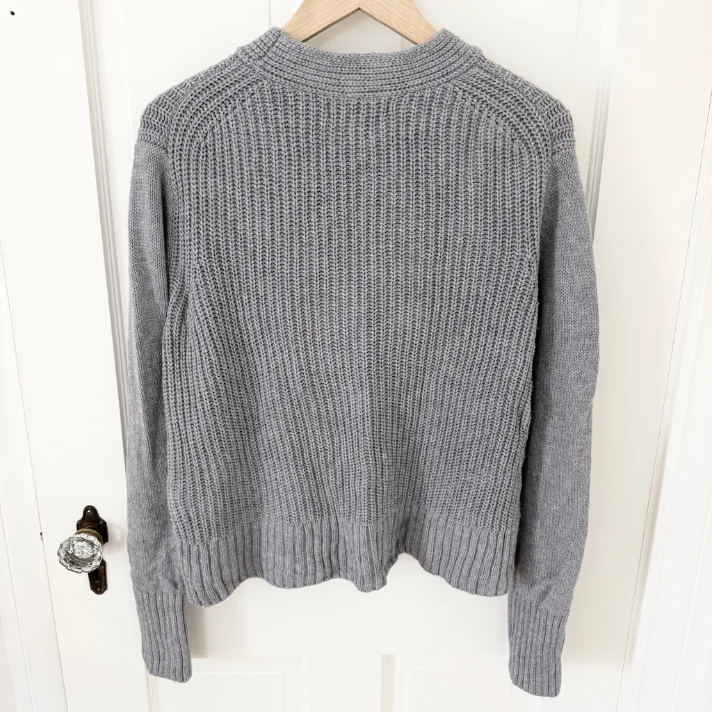 Banana Republic Cable Knit Mock Neck Pullover Sweater Dark Gray Size Medium M - Image 3
