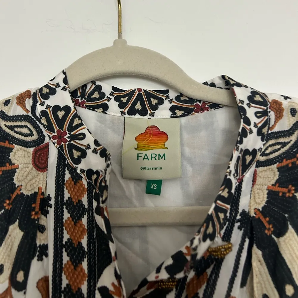 Flower Fan Tapestry Print Puff Sleeve Belted Mini Shirtdress - Image 5