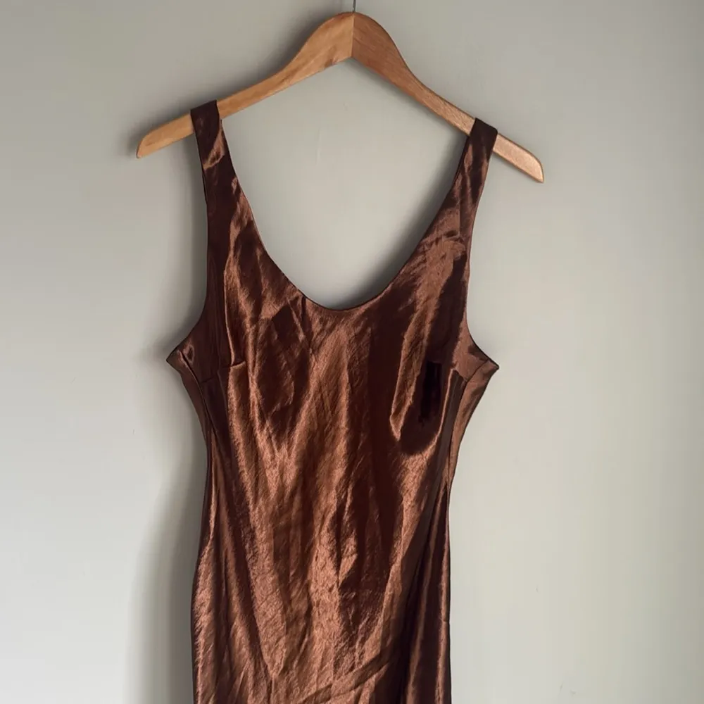 NEW ASOS DESIGN scoop back bias cut satin maxi dress in chocolate 10 - Image 5