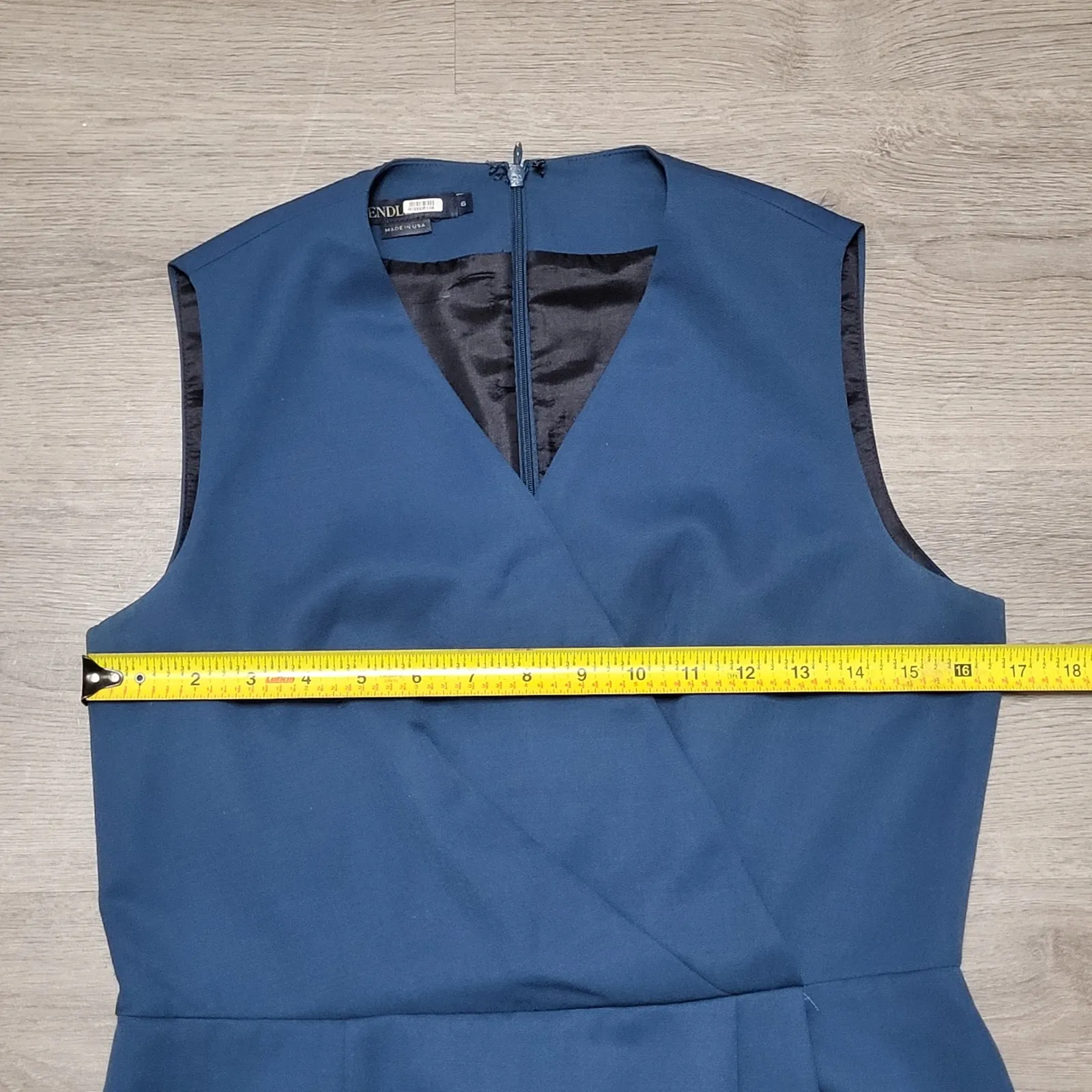 Pendleton Virgin Wool Teal Blue Faux Wrap Dress Classic Sleeveless USA Size 6 - Image 4