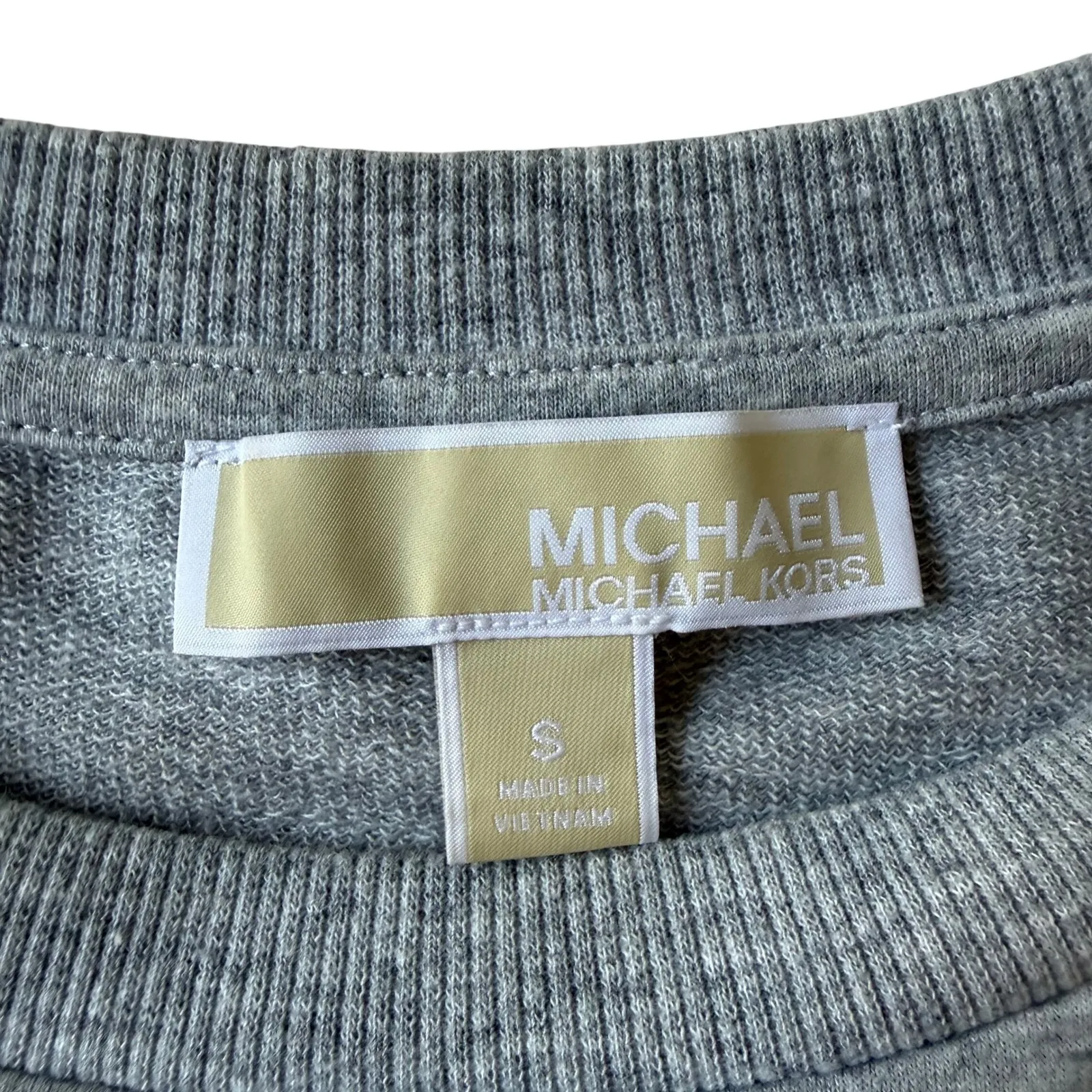 Michael Kors Gray Puff Sleeve Lightweight Sweatshirt Pullover Top Size S - Image 3