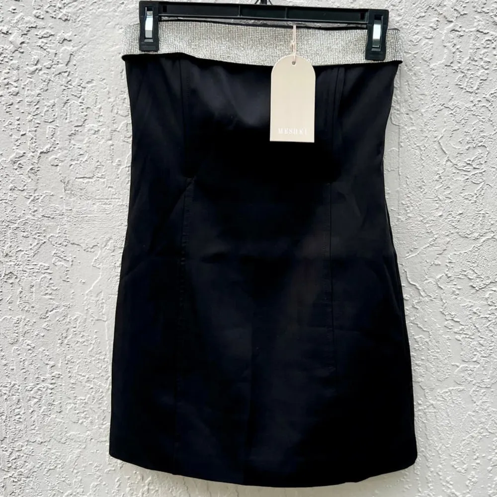 NWT Meshki Strapless Diamante Contrast Kiya Mini Dress Black Women's Size XS - Image 3