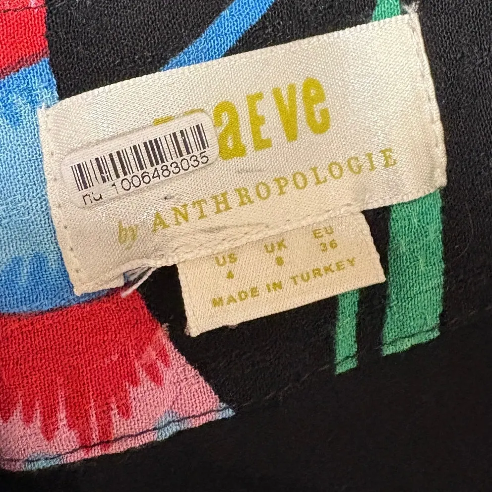 Anthropologie Maeve Ruched V-Neck Floral Midi/Maxi Dress Size 4 - Image 5