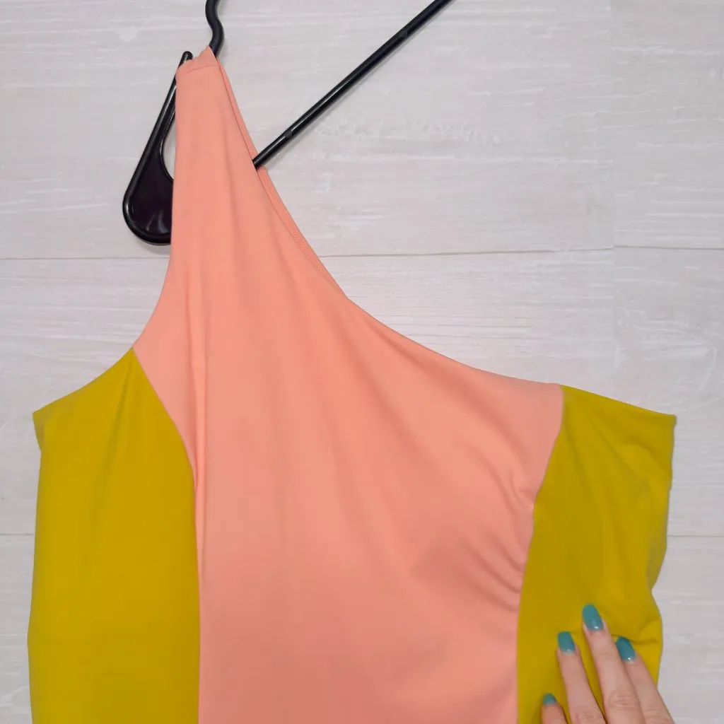 Outdoor Voices Women's Medium One Shoulder Mini Dress Tangerine Dijon Mustard - Image 4