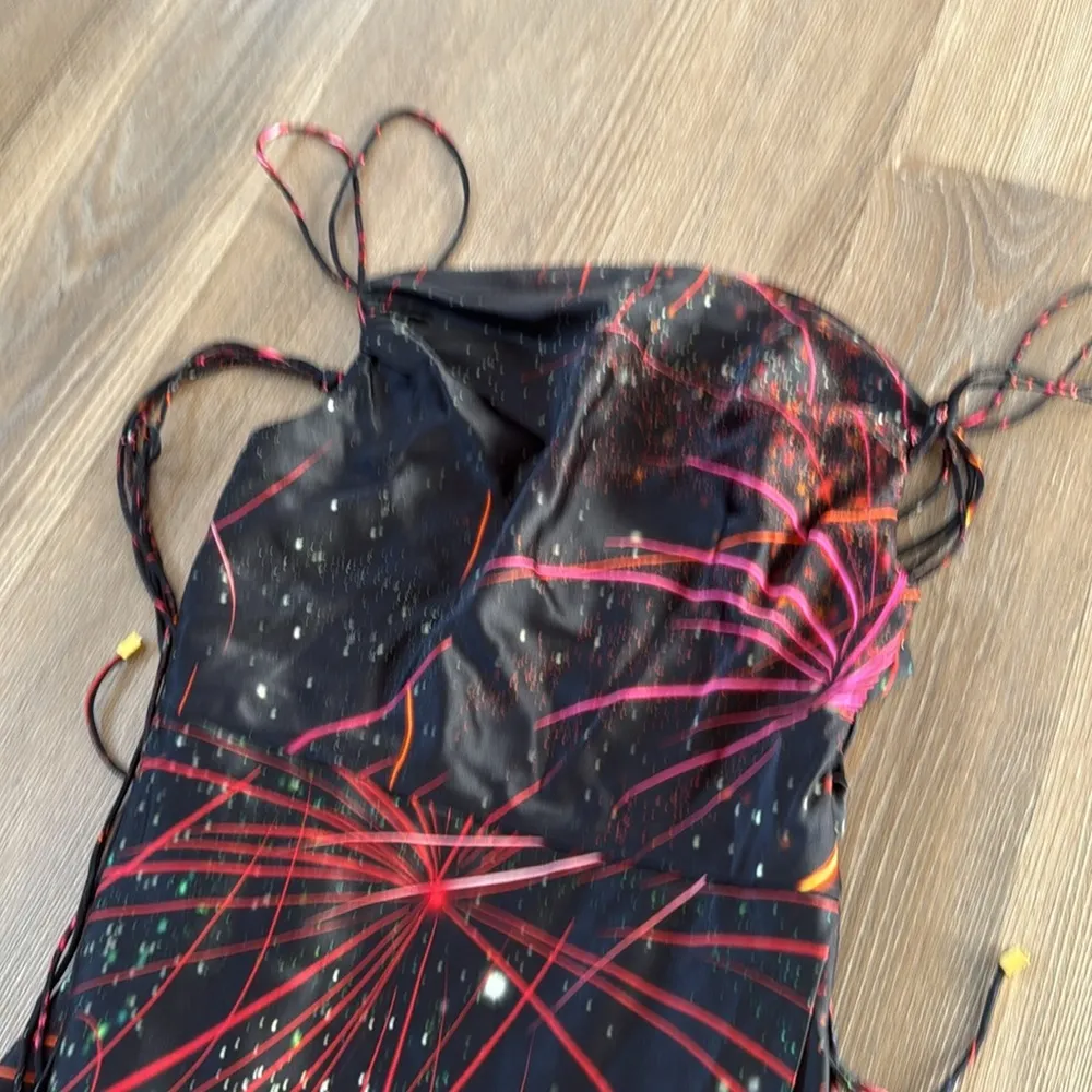 NWOT Retrofete silk arielle mini dress in fireworks Size XS - Image 6