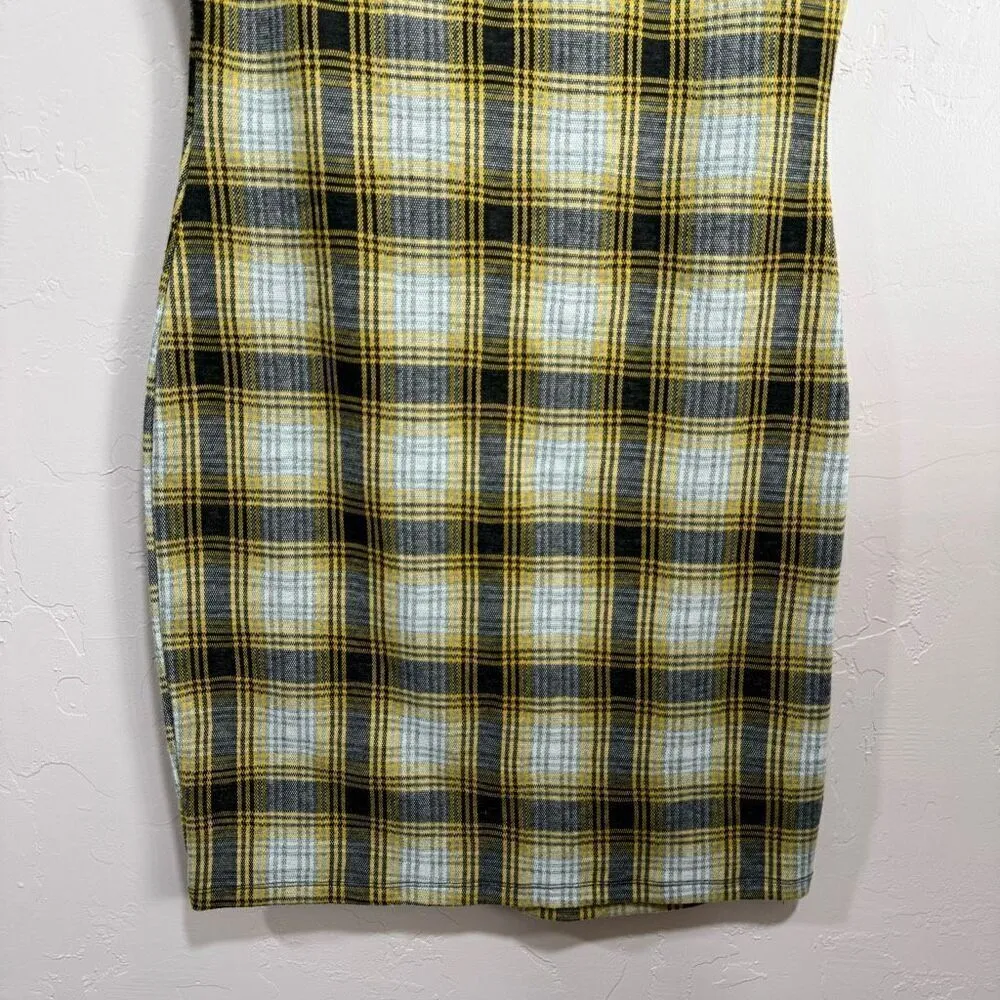 Yellow plaid mini dress - Image 3
