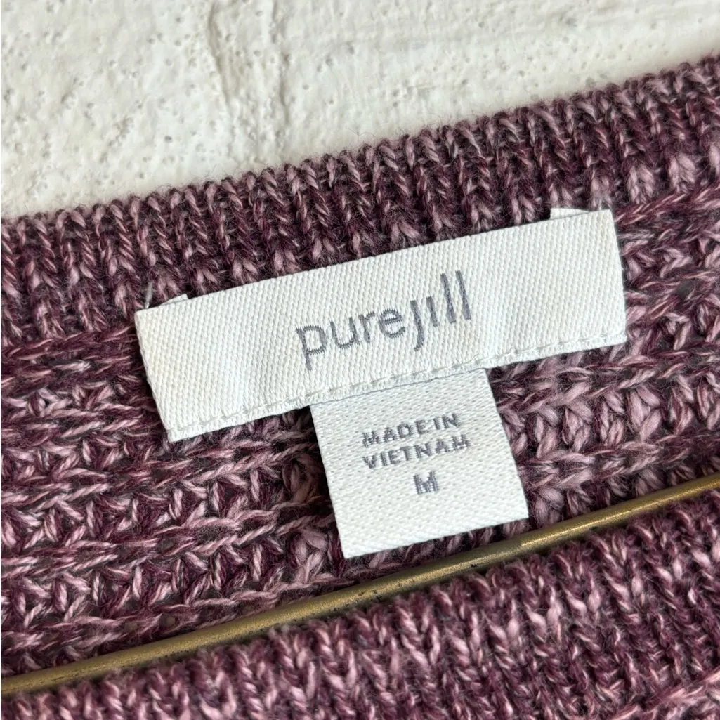 PureJill Woman’s Purple Knit Long Sleeve Crewneck Cozy Plain Sweater Size Medium - Image 3