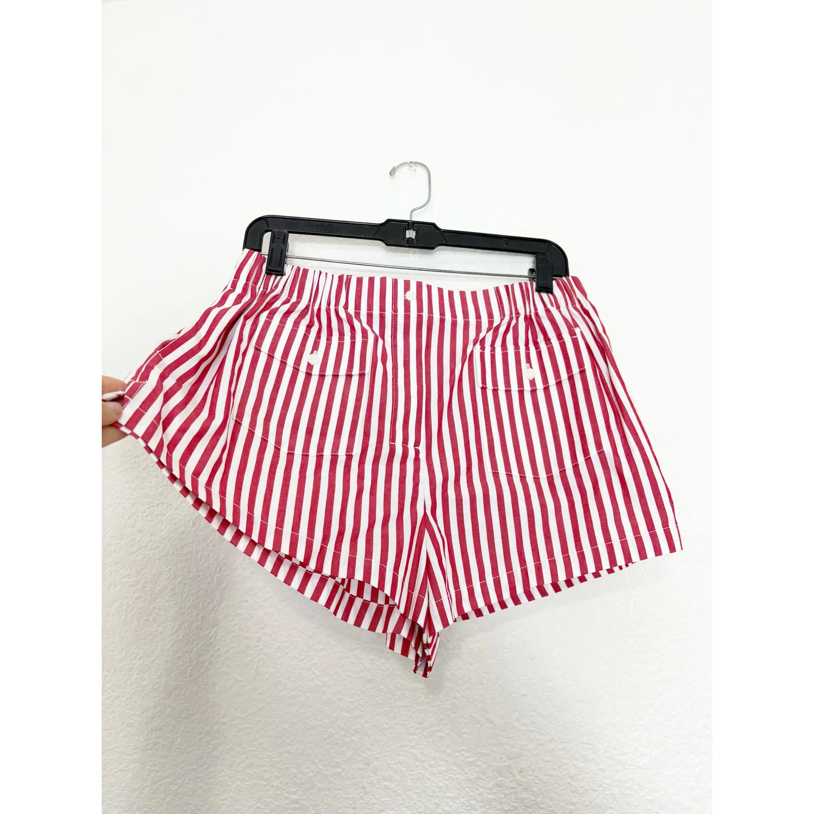 J.Crew Mini Boxer Short Women’s Size 6 Red White Oxford Stripe Stretch Preppy - Image 11