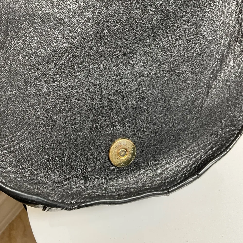 Cuyana Calf Hair Black Leather Crossbody Saddle Bag Gold Accents - Image 10