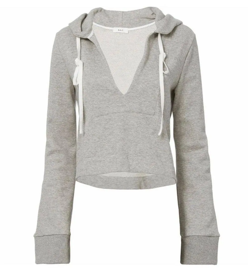 On Duty Gray Declan Cropped Hoodie Sweatshirt XS Cotton Chrissy Teigen - Image 9