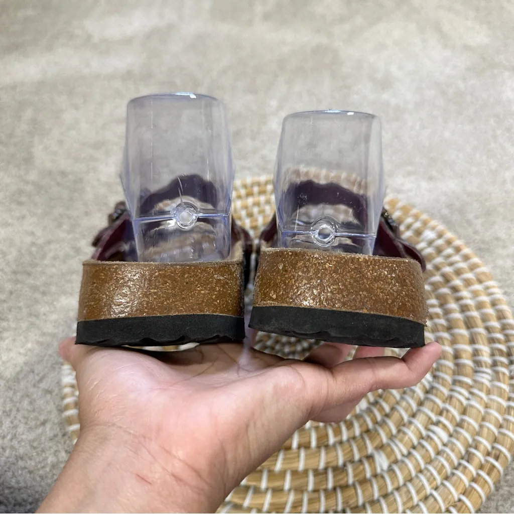 Betula by Birkenstock Jewel Sandals Cork Slip On Doible Strap in Red Size 10 Brown - Image 8