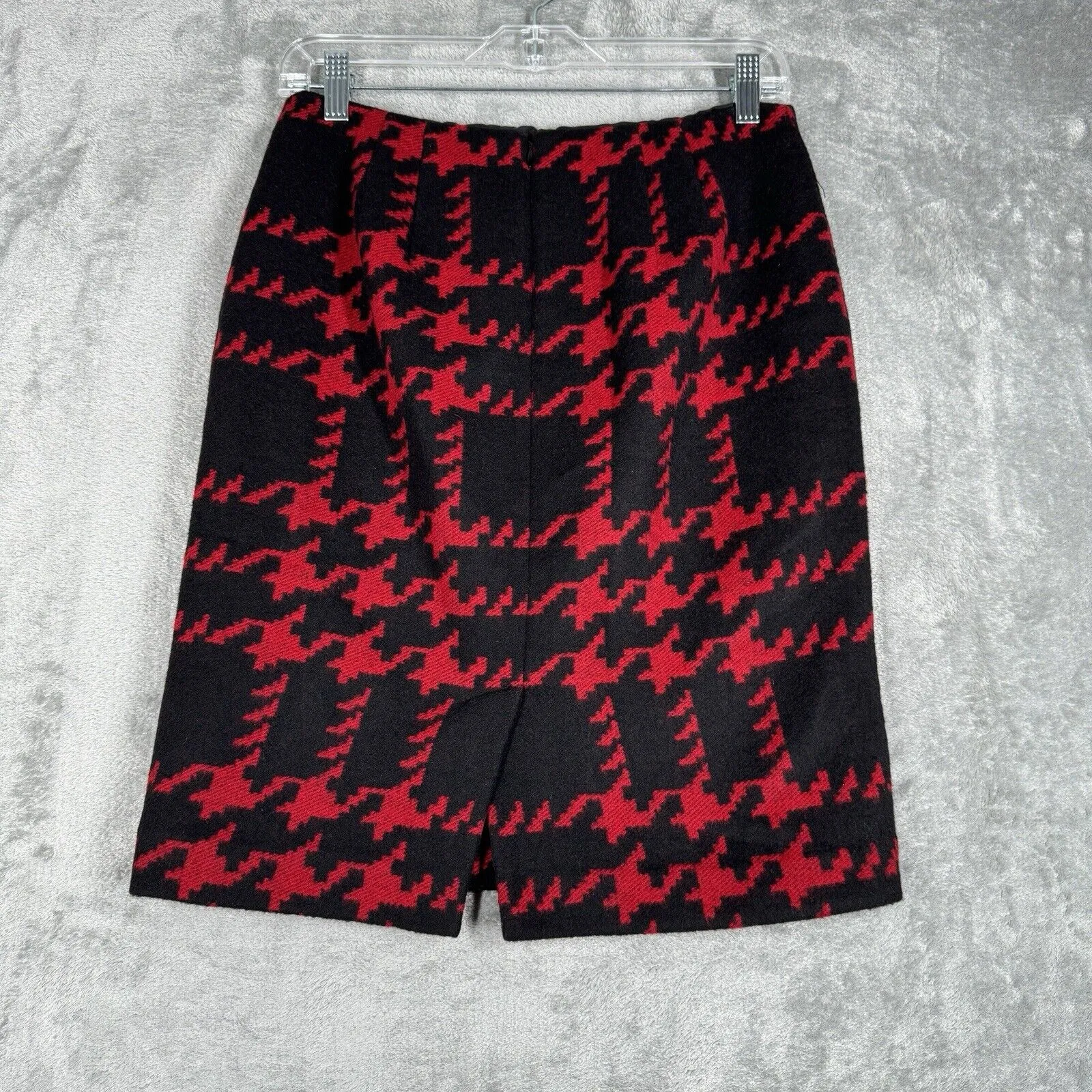 Talbots Skirt Women‎ 4 Petite Red Black Plaid Pencil Straight Preppy Academia - Image 3