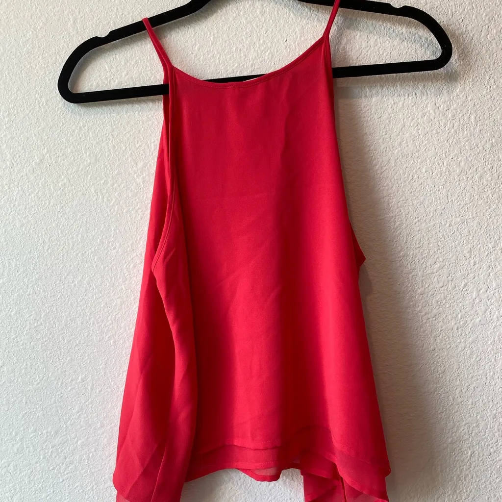 Lush Hot Pink Layered Flare Tank Top | High Neck | Size S - Image 5