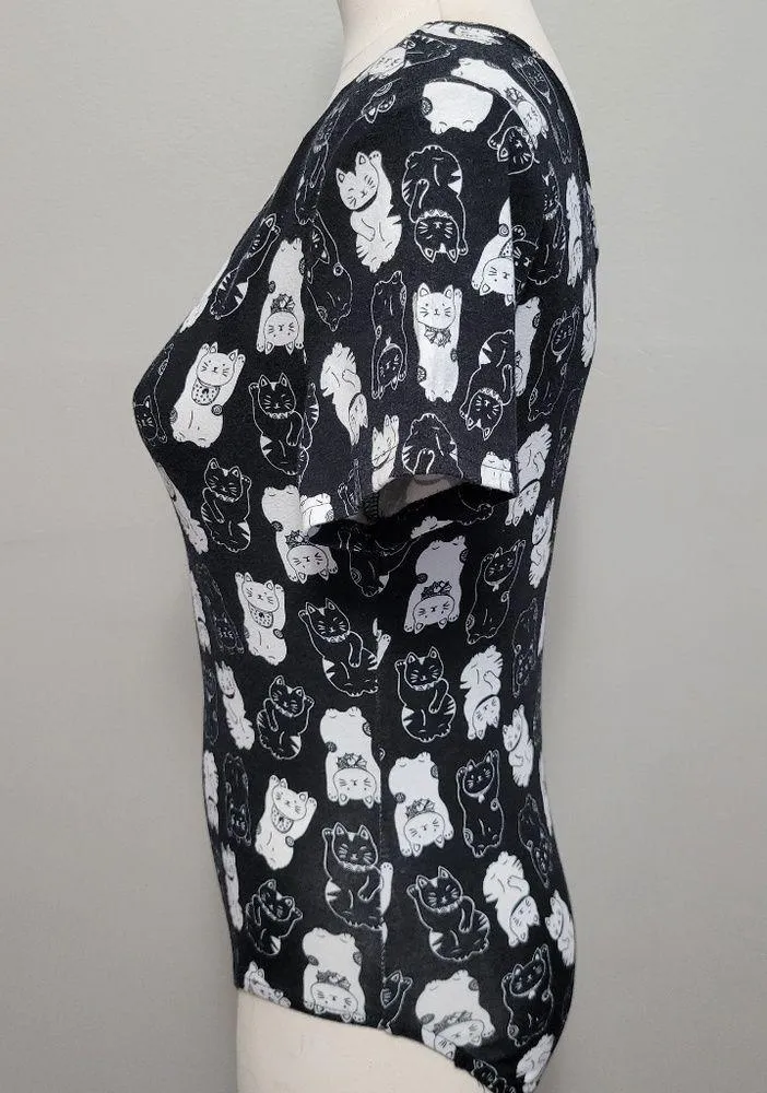 Mrp Rt black cat print bodysuit size large - Image 3