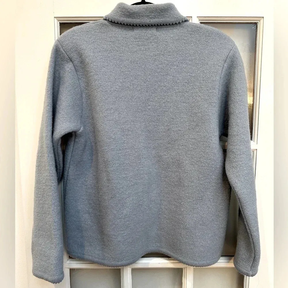 Vintage Eagle’s Eye Smokey Blue 100% Wool Button Down Sweater Cardigan Size M Size M - Image 2