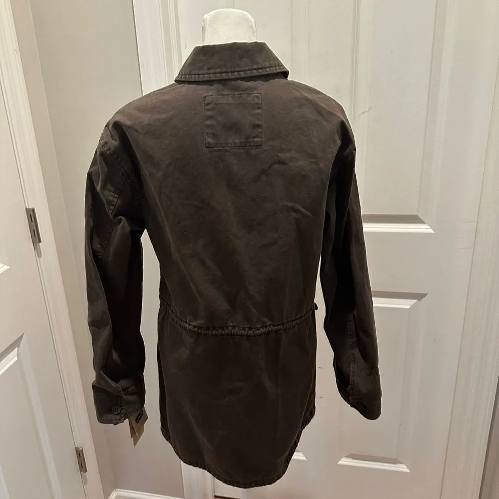 Levi's Women's XS Green Military Jacket Embroidered Gold Stud Accents Cotton - Image 3