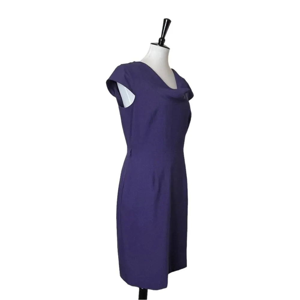 Calvin Klein Dress Sheath Pencil Drape Neck Cap Sleeve Purple Women’s Size 4 - Image 2
