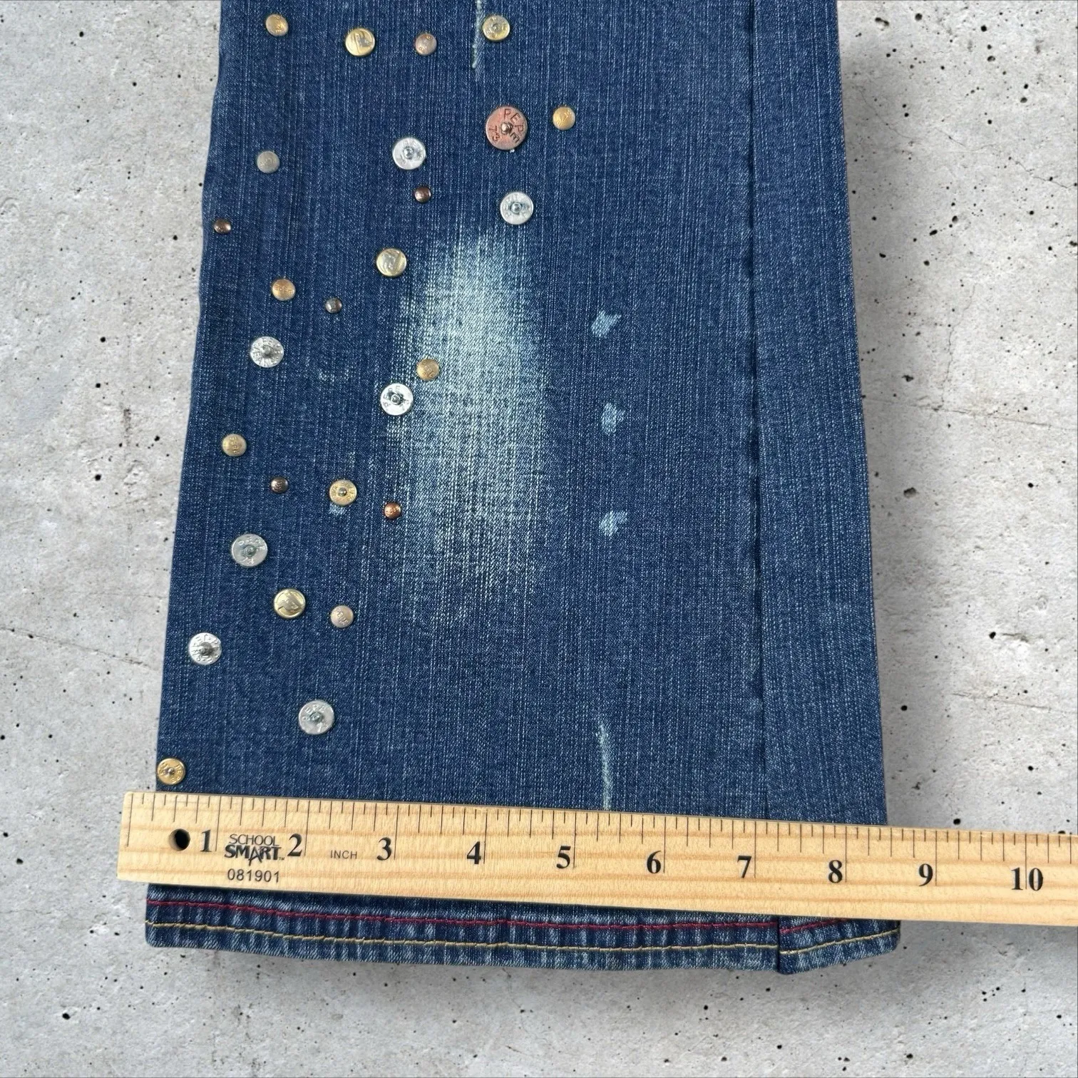 Vtg‎ Y2K Deadstock Pepe Jeans Low Rise Flare Riveted Grommet Buckle Back Sz 30 - Image 7