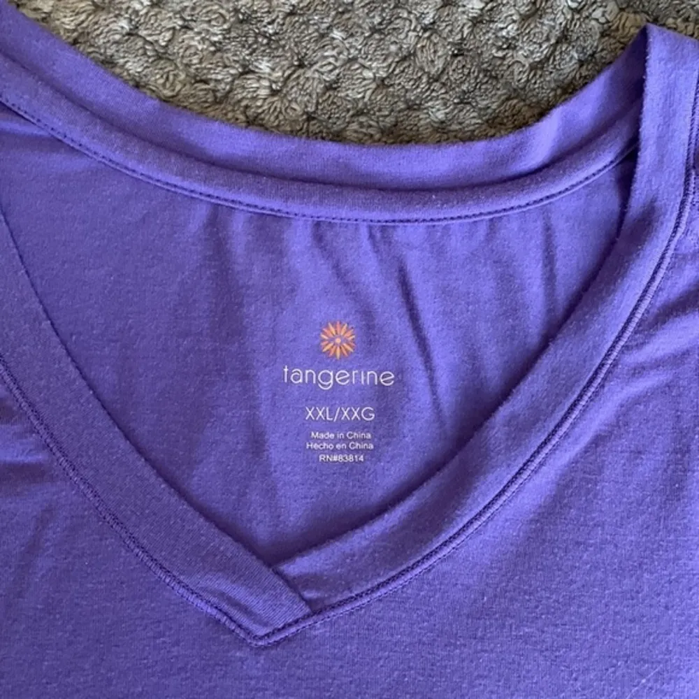 Women's Tangerine Purple V-Neck Gym Activewear Loose Size XXL EUC #1566 - Image 4