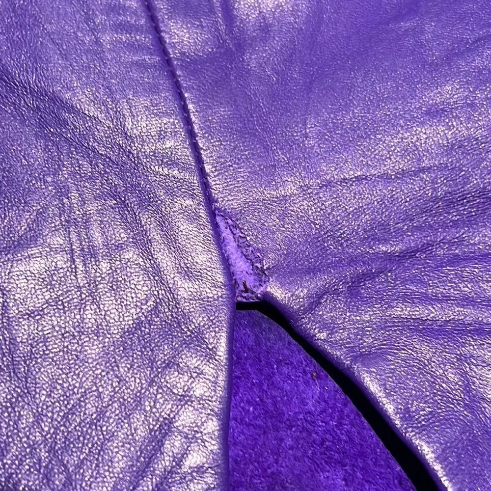 Vintage Firenze Santa Barbara genuine leather‎ skirt Size 6 C26 Purple - Image 5