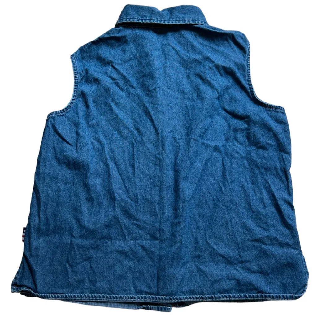 Vintage Mickey Unlimited Jerry Leigh Large Sleeveless Denim Chambray Disney Top‎ - Image 2