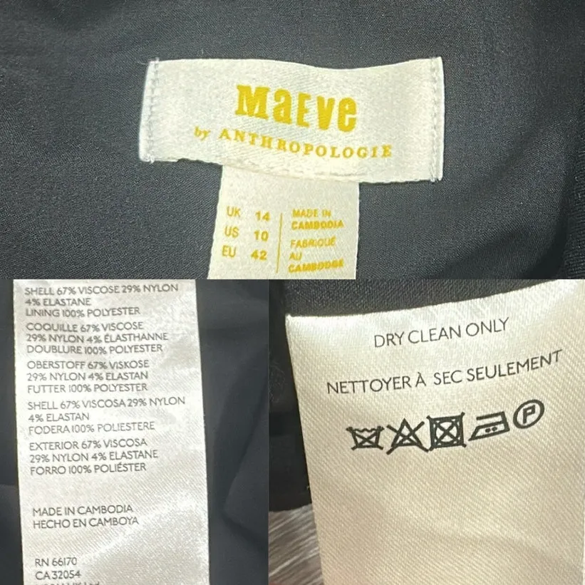 Maeve Anthropologie Black Shrunken Swing Ponte Jacket Size 10 Career Minimalism - Image 11