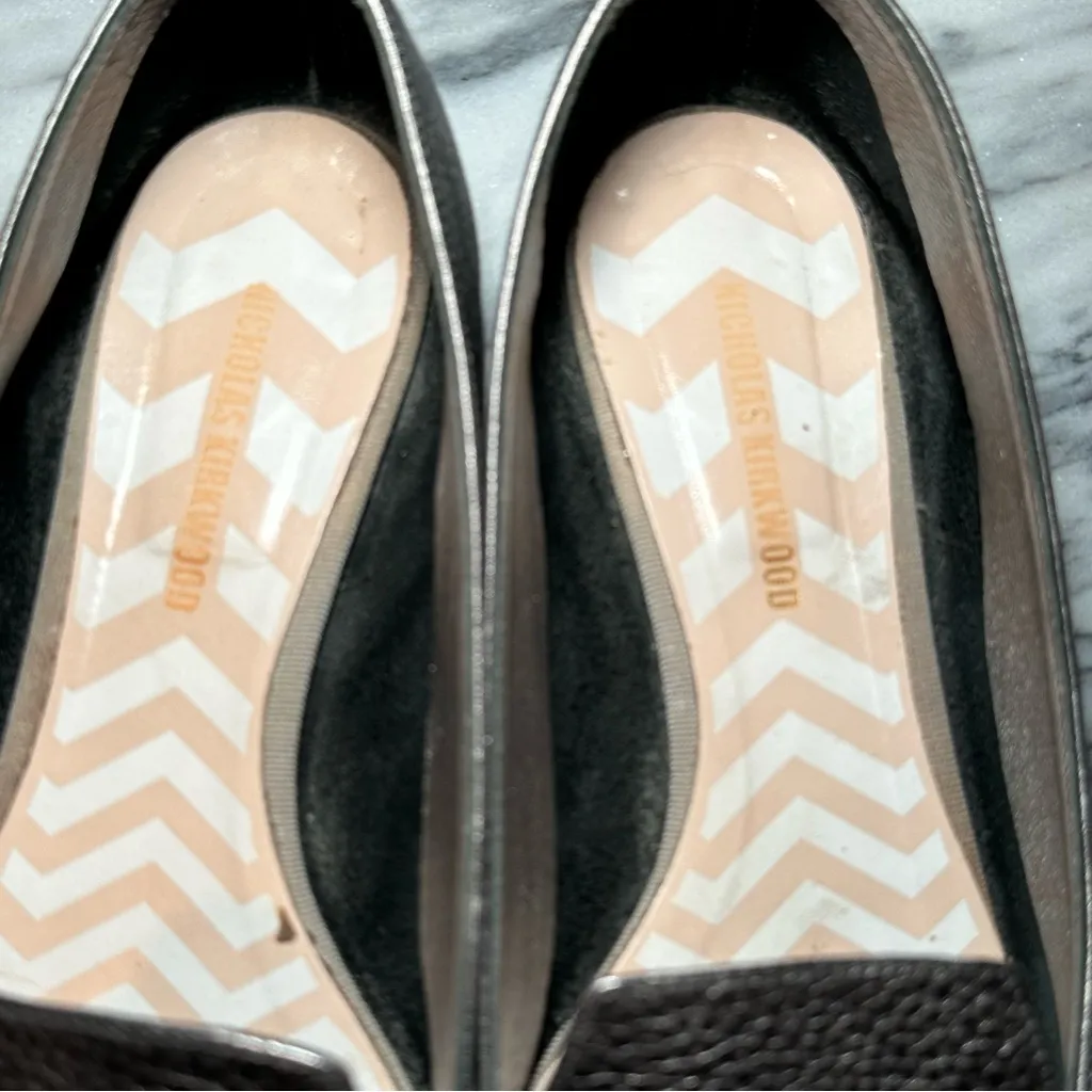 Nicholas Kirkwood Beya Gunmetal Pointy Toe Loafers Size: 12 Silver - Image 2