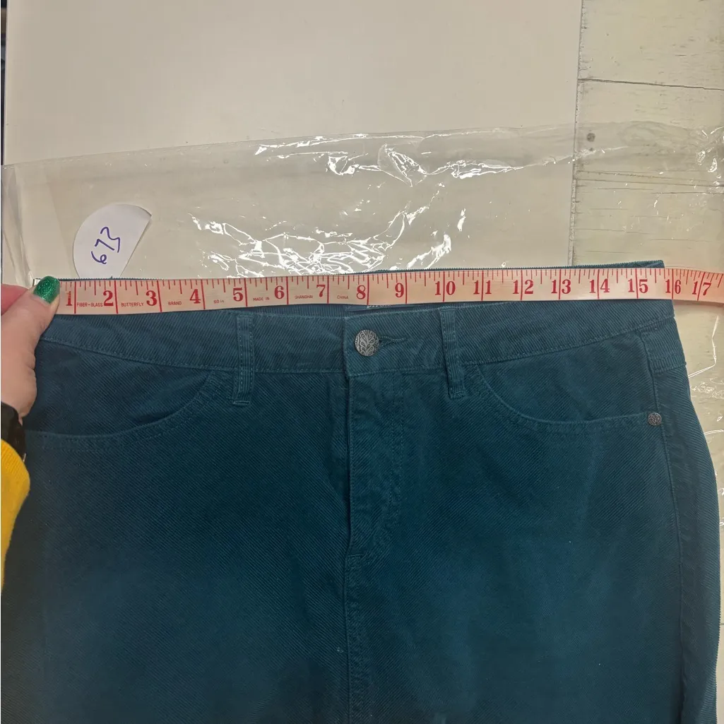 PrAna Trista Corduroy Mini Skirt Womens Size 8 Medium Blue Green Pockets Organic - Image 3