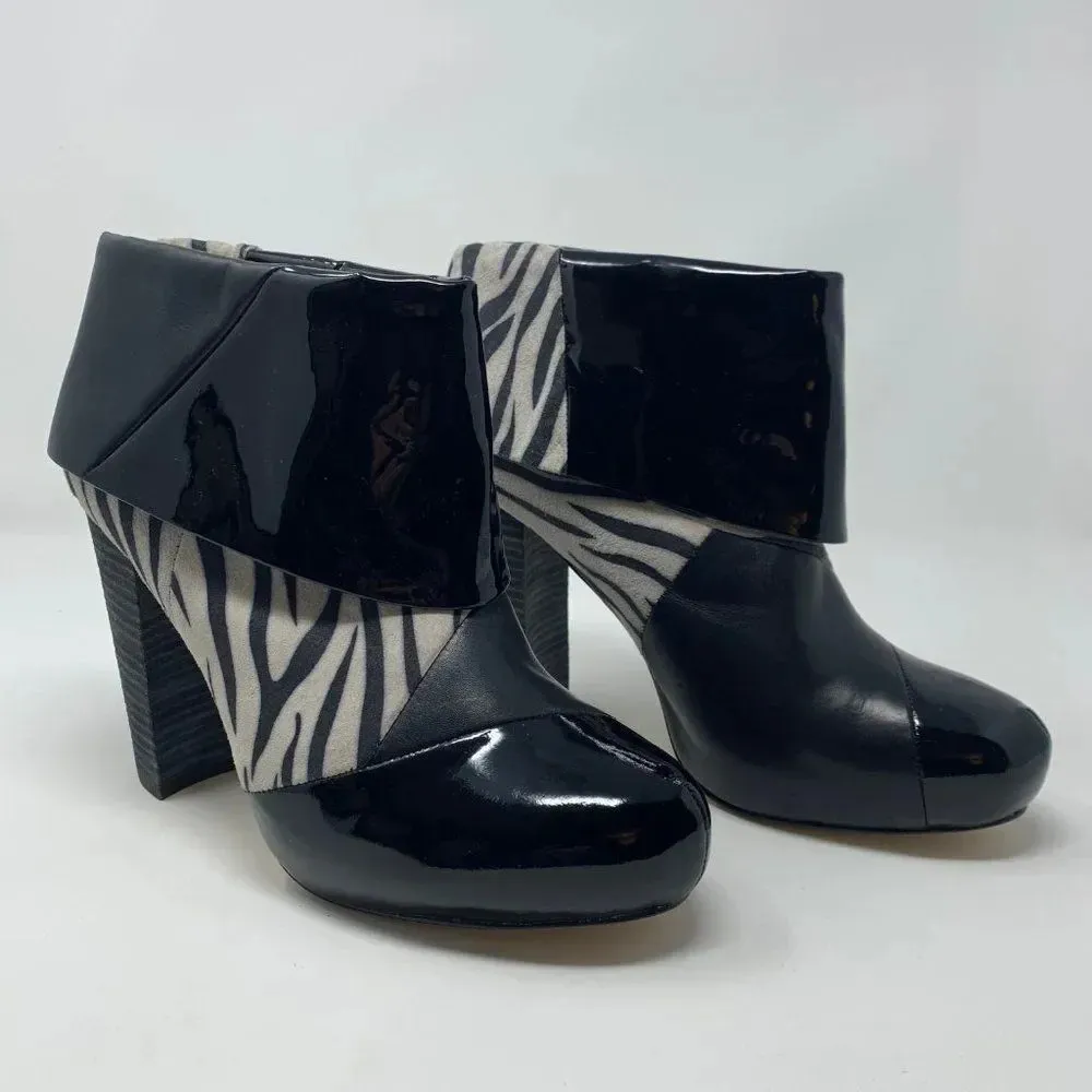 Matt Bernson Special Project Triad Zebra Bootie Foldover‎ Pullon Heel Size 8 Black - Image 4