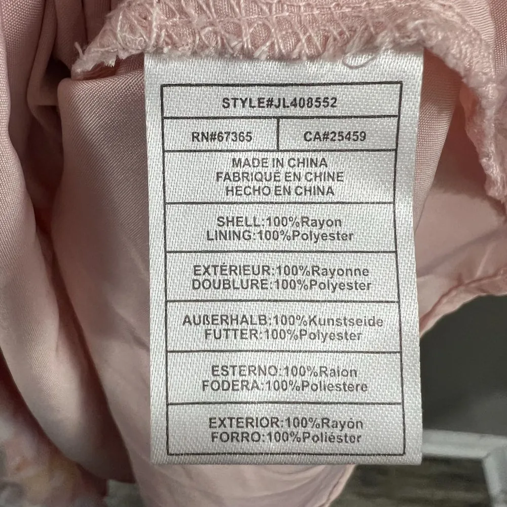 Betsey Johnson Dress 12 Sunset Floral Pink Yarrow Faux Wrap 3/4 Slv V-Neck NWT - Image 9