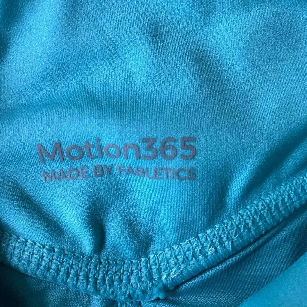 Fabletics Motion 365 Moto Leggings Womens XXS Turquoise Blue‎ Midrise 3 Pockets - Image 6