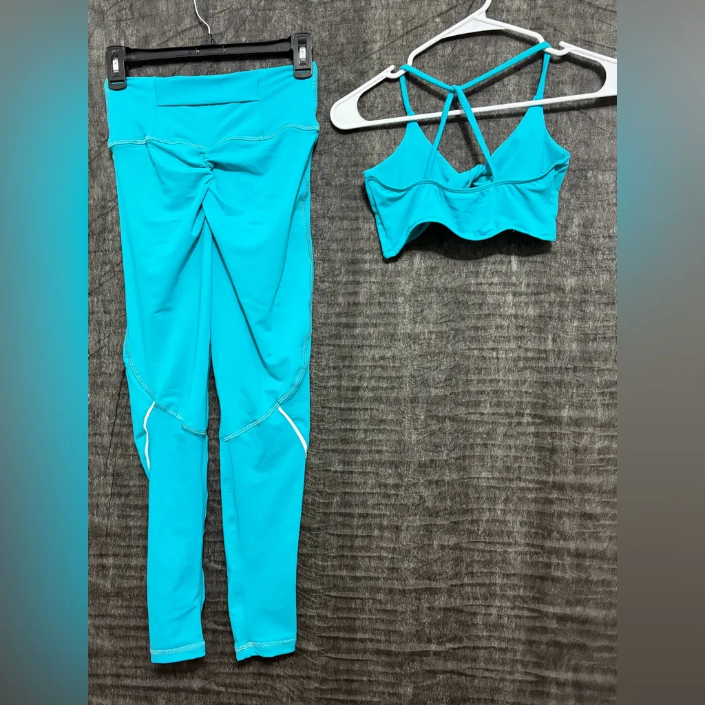 JESFER Women’s Activewear Set Leggings & Sports Bra Size S NWT(A227) Blue - Image 3